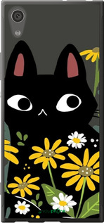 2D пластиковый чехол Черный кот с цветами для Sony Xperia XA1 G3112 - 6448t-964 изображение 