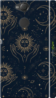 3D пластиковый матовый чехол Celestial Harmony: Sun & Moon Gold Mystic Pattern для Sony Xperia XA2 H4113 - 6778m-1357 изображение 