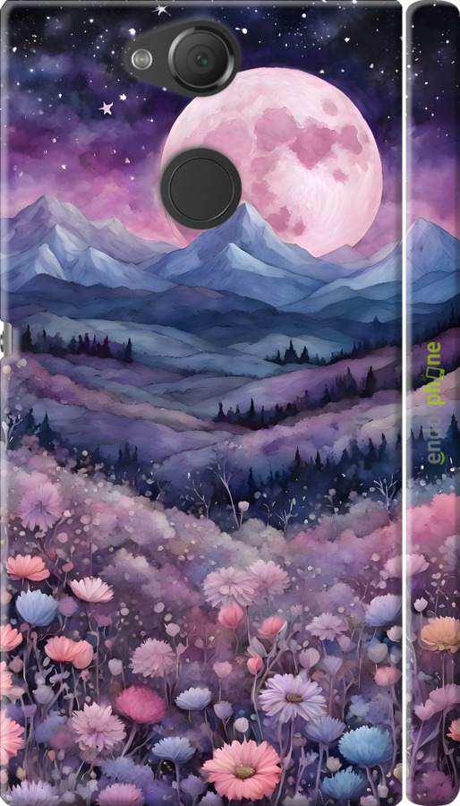 3D пластиковый матовый чехол Ночь луна арт для Sony Xperia XA2 H4113 - 6319m-1357 изображение 