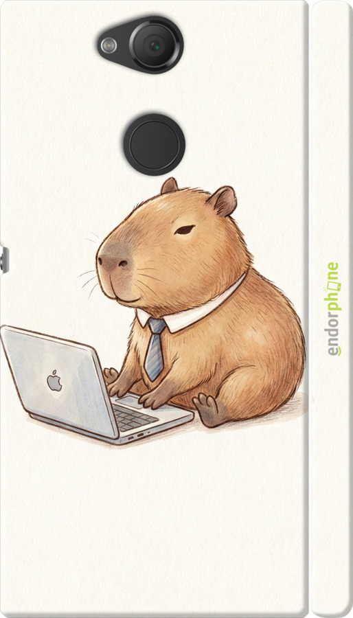 3D пластиковый матовый чехол Funny Capybara CEO Working для Sony Xperia XA2 H4113 - 6777m-1357 изображение 