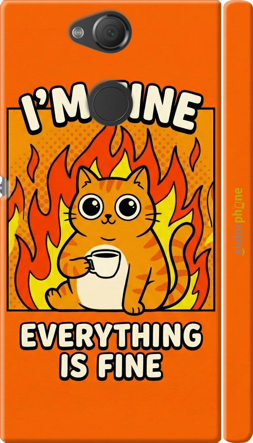 3D пластиковый матовый чехол Funny Cat для Sony Xperia XA2 H4113 - 6786m-1357 изображение 