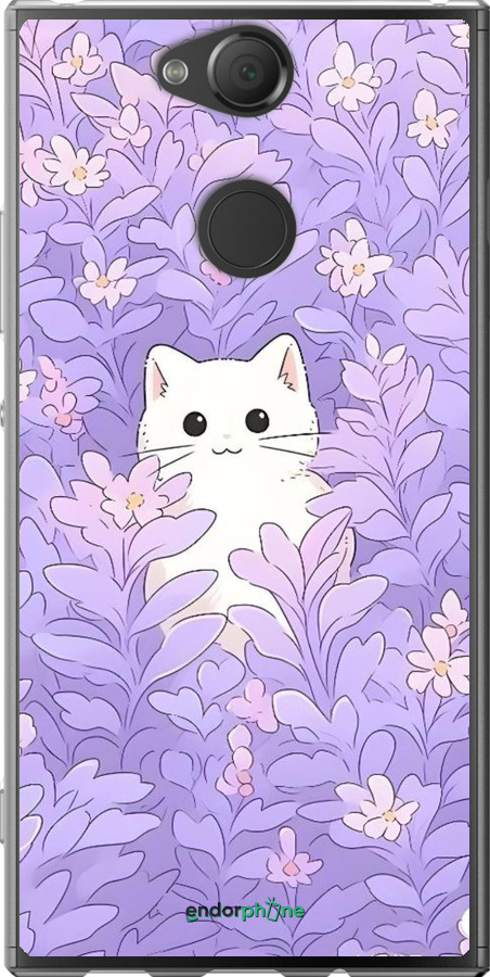2D пластиковый чехол Котик в цветах для Sony Xperia XA2 H4113 - 6390t-1357 изображение 