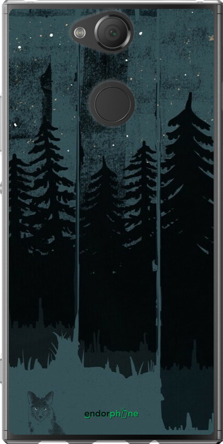 Силіконовий чехол Лисиця та нічний ліс для Sony Xperia XA2 H4113 - 6481u-1357 изображение 