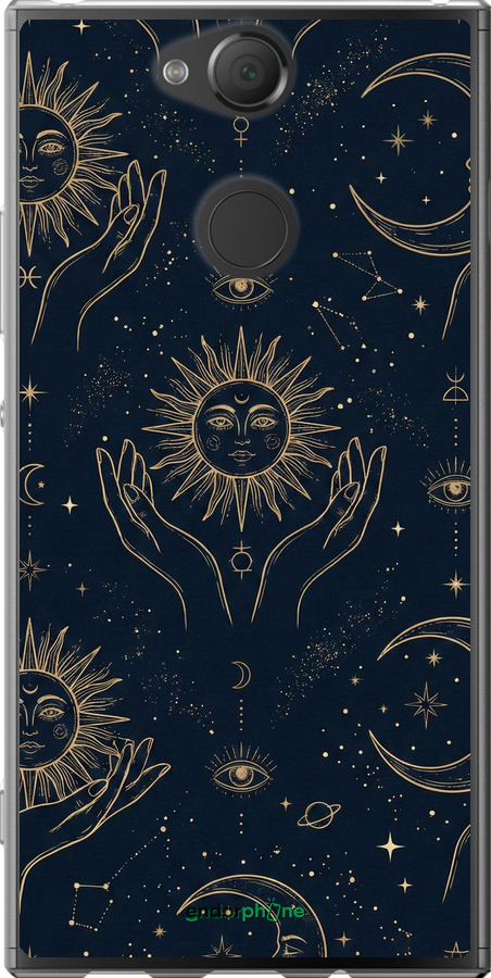 Силиконовый чехол Celestial Harmony: Sun & Moon Gold Mystic Pattern для Sony Xperia XA2 H4113 - 6778u-1357 изображение 