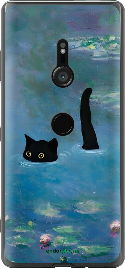 Силиконовый чехол С изображением кота и водяной лилии Monet для Sony Xperia XZ3 H9436 - 6519u-1540 изображение 