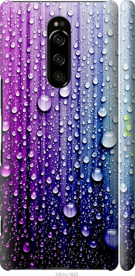 

3D пластиковий матовий чохол "Краплини води" для Sony Xperia 1 J9110, Синій