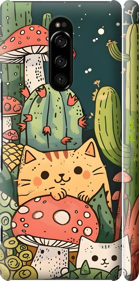 3D пластиковий матовий чехол Коти гриби для Sony Xperia 1 J9110 - 6321m-1760 изображение 