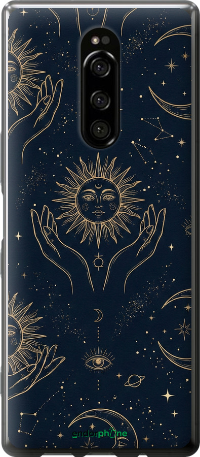 Силиконовый чехол Celestial Harmony: Sun & Moon Gold Mystic Pattern для Sony Xperia XZ4 - 6778u-1623 изображение 