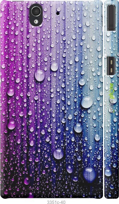 

3D пластиковий матовий чохол "Краплини води" для Sony Xperia Z C6602, Синій