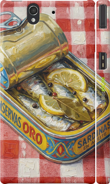 3D пластиковый матовый чехол Vintage Sardine Tin Phone для Sony Xperia Z C6602 - 6772m-40 изображение 