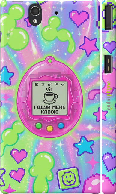 3D пластиковый глянцевый чехол Y2K Aesthetic Retro Pet: Годуй мене кавою для Sony Xperia Z C6602 - 6784c-40 изображение 