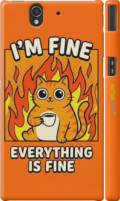 3D пластиковый матовый чехол Funny Cat для Sony Xperia Z C6602 - 6786m-40 изображение 