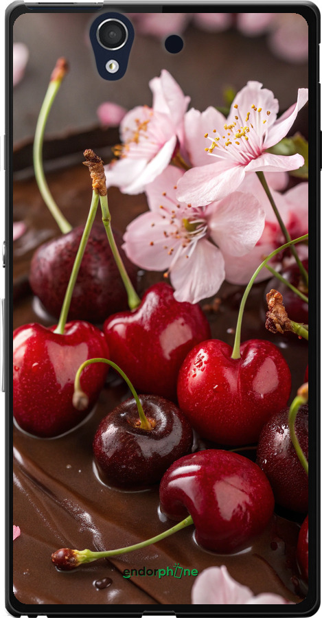 Силіконовий чехол Вишня у шоколаді для Sony Xperia Z C6602 - 6698u-40 изображение 