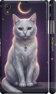 3D пластиковый матовый чехол Mystic White Cat Gothic Dark Purple Gold для Sony Xperia Z1 C6902 - 6805m-38 изображение 