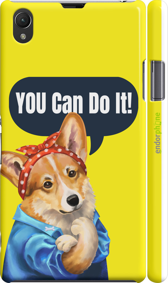 3D пластиковий глянцевий чехол чехол с корги You Can Do It для Sony Xperia Z1 C6902 - 6184c-38 изображение 
