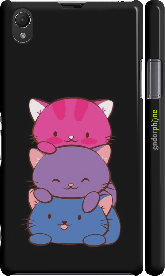 3D пластиковый глянцевый чехол Милые кошки для Sony Xperia Z1 C6902 - 6518c-38 изображение 