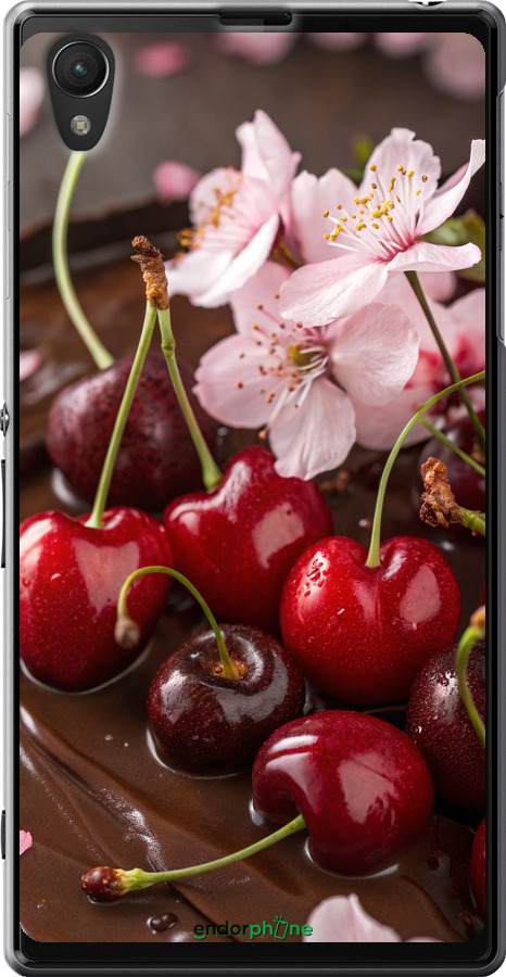 Силиконовый чехол Вишня в шоколаде для Sony Xperia Z1 C6902 - 6698u-38 изображение 