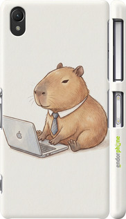3D пластиковый матовый чехол 'Funny Capybara CEO Working' для Sony Xperia Z2 D6502/D6503 изображение 1