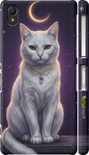 3D пластиковый матовый чехол Mystic White Cat Gothic Dark Purple Gold для Sony Xperia Z2 D6502/D6503 - 6805m-43 изображение 