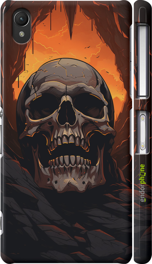 3D пластиковый матовый чехол Череп в пещере для Sony Xperia Z2 D6502/D6503 - 5959m-43 изображение 