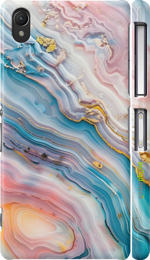 3D пластиковый матовый чехол Мрамор красивый для Sony Xperia Z2 D6502/D6503 - 6376m-43 изображение 