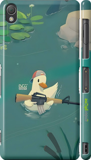 3D пластиковий глянцевий чехол Каченя з автоматом для Sony Xperia Z3 D6603 - 6356c-58 изображение 