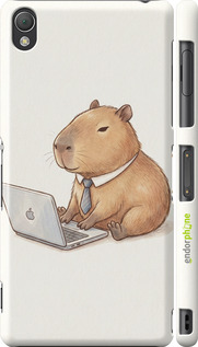 3D пластиковый глянцевый чехол 'Funny Capybara CEO Working' для Sony Xperia Z3 dual D6633 изображение 1