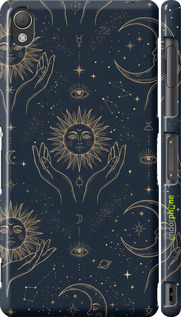 3D пластиковый глянцевый чехол 'Celestial Harmony: Sun & Moon Gold Mystic Pattern' для Sony Xperia Z3 D6603 изображение 3