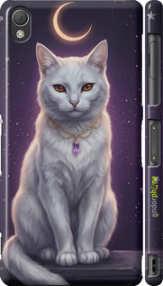 3D пластиковый глянцевый чехол Mystic White Cat Gothic Dark Purple Gold для Sony Xperia Z3 D6603 - 6805c-58 изображение 