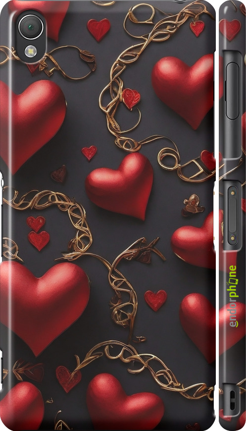 3D пластиковий глянцевий чехол Сердечки для Sony Xperia Z3 dual D6633 - 5831c-59 изображение 