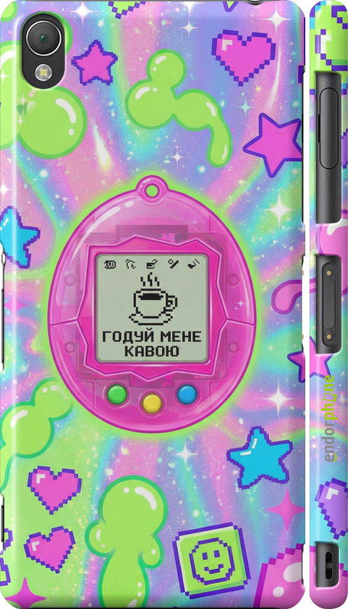 3D пластиковый глянцевый чехол Y2K Aesthetic Retro Pet: Годуй мене кавою для Sony Xperia Z3 D6603 - 6784c-58 изображение 