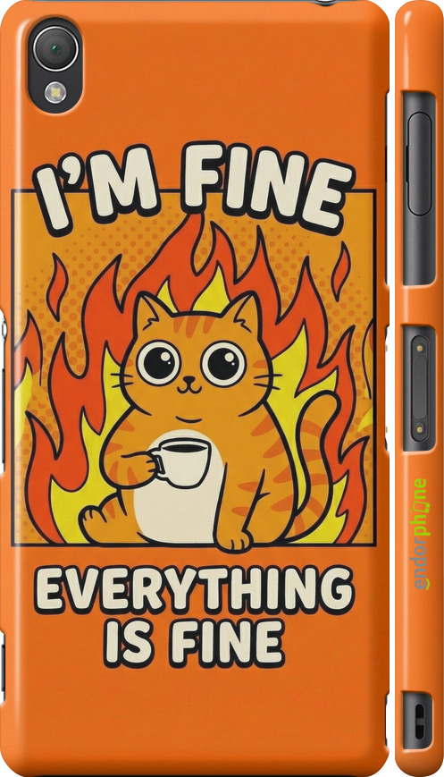 3D пластиковый глянцевый чехол Funny Cat для Sony Xperia Z3 dual D6633 - 6786c-59 изображение 