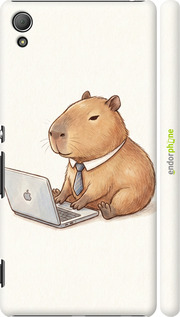 3D пластиковый глянцевый чехол 'Funny Capybara CEO Working' для Sony Xperia Z3+ Dual E6533 изображение 1