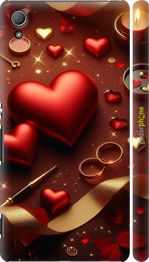 3D пластиковый глянцевый чехол Сердечки v3 для Sony Xperia Z3+ Dual E6533 - 5833c-165 изображение 