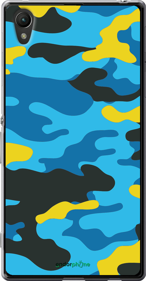Силиконовый чехол Желто-голубой камуфляж для Sony Xperia Z3+ Dual E6533 - 1084u-165 изображение 