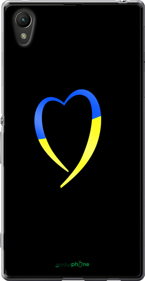Силиконовый чехол Жёлто-голубое сердце для Sony Xperia Z3+ Dual E6533 - 885u-165 изображение 
