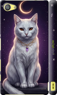 3D пластиковый глянцевый чехол Mystic White Cat Gothic Dark Purple Gold для Sony Xperia Z5 Compact E5823 - 6805c-322 изображение 