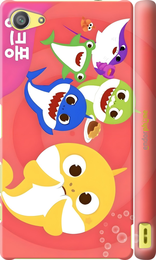 3D пластиковый глянцевый чехол Бейби Шаркс для Sony Xperia Z5 Compact E5823 - 6305c-322 изображение 