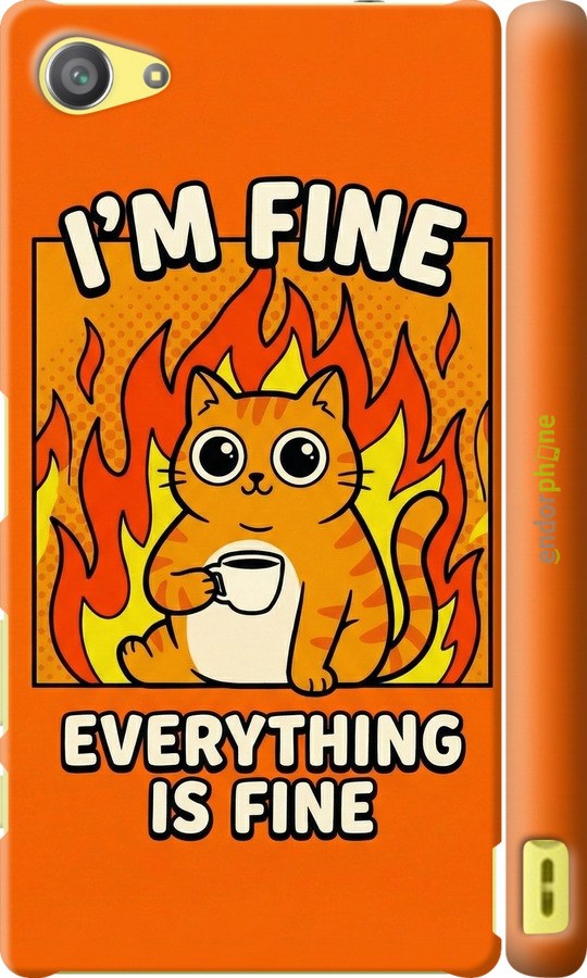 3D пластиковый глянцевый чехол Funny Cat для Sony Xperia Z5 Compact E5823 - 6786c-322 изображение 