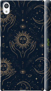 3D пластиковый глянцевый чехол Celestial Harmony: Sun & Moon Gold Mystic Pattern для Sony Xperia Z5 Premium E6883 - 6778c-345 изображение 