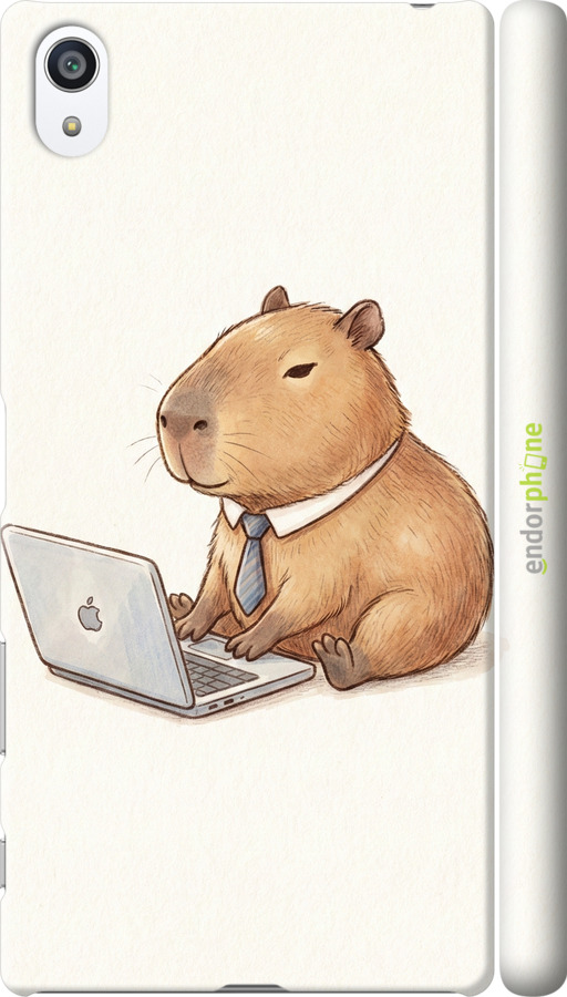 3D пластиковый глянцевый чехол Funny Capybara CEO Working для Sony Xperia Z5 Premium E6883 - 6777c-345 изображение 