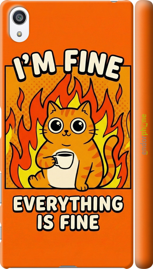 3D пластиковый глянцевый чехол Funny Cat для Sony Xperia Z5 Premium E6883 - 6786c-345 изображение 