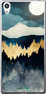 2D пластиковый чехол Ночной пейзаж с лесом и горами для Sony Xperia Z5 Premium E6883 - 6493t-345 изображение 
