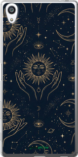 2D пластиковый чехол Celestial Harmony: Sun & Moon Gold Mystic Pattern для Sony Xperia Z5 Premium E6883 - 6778t-345 изображение 