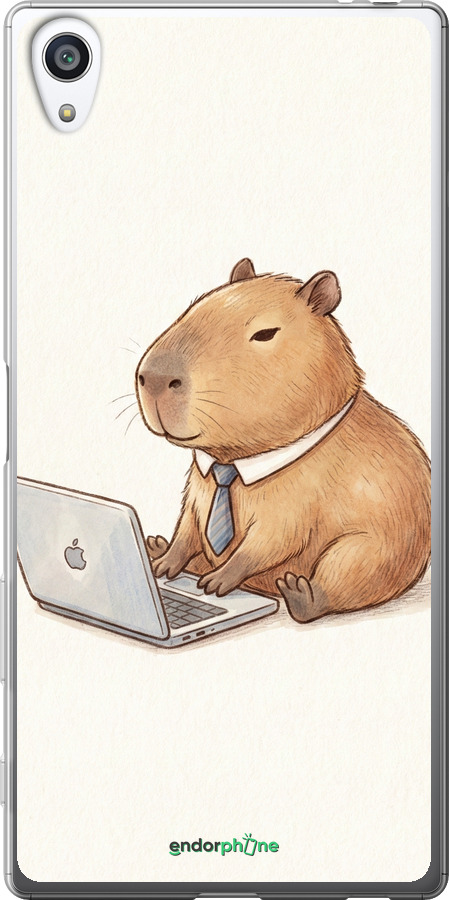 2D пластиковый чехол Funny Capybara CEO Working для Sony Xperia Z5 Premium E6883 - 6777t-345 изображение 
