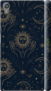 3D пластиковый матовый чехол 'Celestial Harmony: Sun & Moon Gold Mystic Pattern' для Sony Xperia Z5 E6633 изображение 3