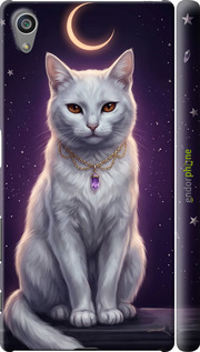 3D пластиковий матовий чехол Mystic White Cat Gothic Dark Purple Gold для Sony Xperia Z5 E6633 - 6805m-274 изображение 