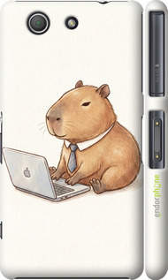 3D пластиковый глянцевый чехол 'Funny Capybara CEO Working' для Sony Xperia Z3 Compact D5803 изображение 1