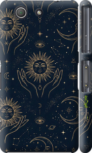 3D пластиковый глянцевый чехол 'Celestial Harmony: Sun & Moon Gold Mystic Pattern' для Sony Xperia Z3 Compact D5803 изображение 3