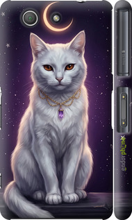 3D пластиковий глянцевий чехол Mystic White Cat Gothic Dark Purple Gold для Sony Xperia Z3 Compact D5803 - 6805c-277 изображение 
